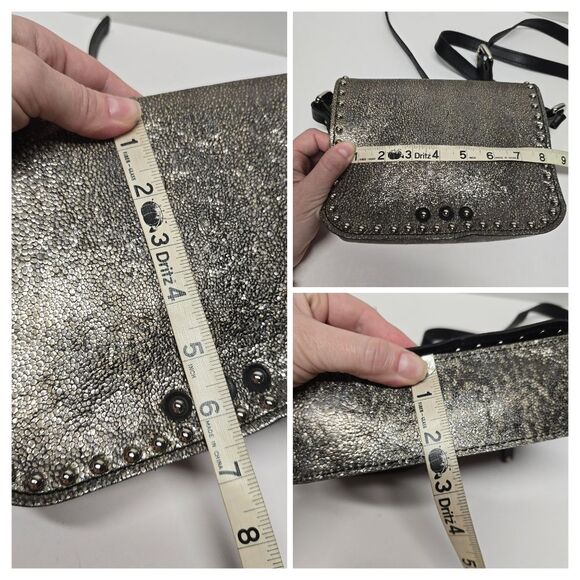 SAS Portrait Collection Studded Leather Crossbody Bag Pewter Metallic - Picture 8 of 10